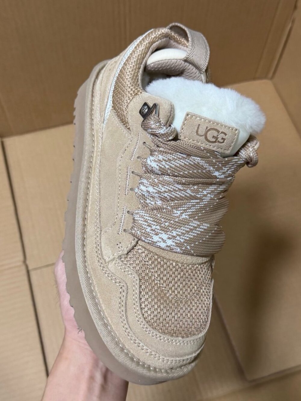 UGG Beige Lace-Up Sneakers with Chunky Sole – Brand New